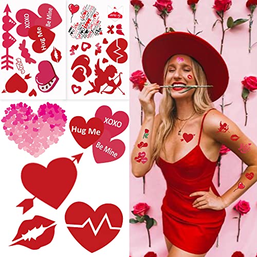 78 kom Valentine Privremene tetovaže Valentine Lažne naljepnice za tetovažu Kupid Heart Love Rose Bouquet