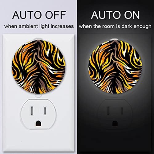 2 paketa Plug-in Nightlight LED Night Light Tigrova životinjska tekstura sa senzorom sumraka do zore za