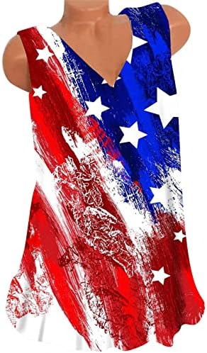 Žene 4. srpnja vrhovi rezervoara prsluka, ženske patriotske američke zastave prvak prsluk top ljeto