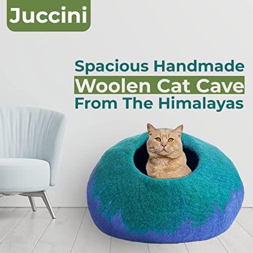 Juccini vuneni krevet za mačke-ručno rađena vrhunska pećina za mačke od filca- Marino vunena