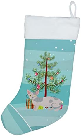 Caroline's bysures CK4655CS Minska mačka Sretan božićni božićni čarapa, kamin Viseće čarape