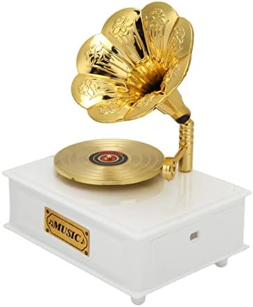 Yuehuam Retro gramofon Music Box ručna ručna fonografska oblika muzičke kutije Gold Trumpet Horn Castle