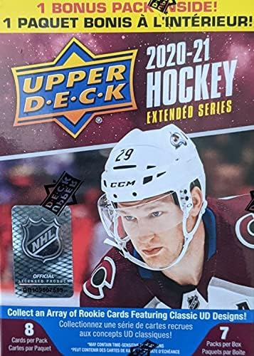 2020/21 gornja paluba produžena serija NHL Hockey Blaster Box - 7 pakovanja po kutiji - 8 karata