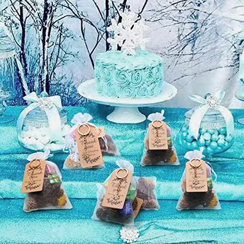 Queeke 12sets Snowflake Party favorizira snježne ključeve s hvala oznakama TordString organza torba za goste