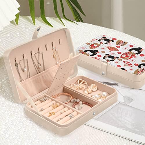 INNEWGOGO Slatka japanska lutka Mala kutija za nakit PU kožni nakit Organizator Putovanja Ogrlica za