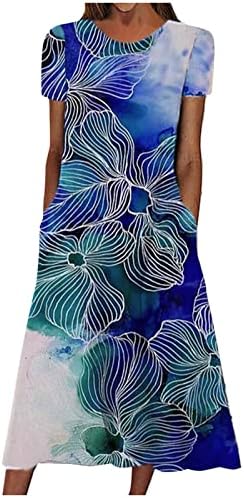 HGCCGDU proljetne haljine za žene 2023. ljeto sundress kratki rukav cvjetni print casual cvjetno