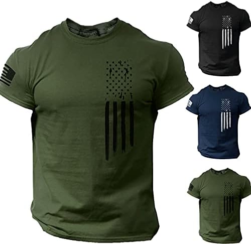 Muška Mišići Shirt Ljeto Kratki Rukav Patriotski T-Shirt Casual Labave Grafički Štampani Tees Američka Zastava