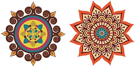 Diwali Special - šarena ukrasna rangoli naljepnica za kućnu dekoru veličine- 30 cm x 30 cm set 2 od indijskog