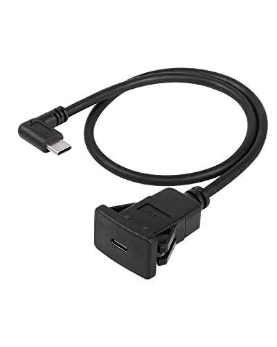 Cerrxian 0,5m desni ugao USB C 3.1 muški do ženskog kvadratnog obloge kabela za montažu za automobil,