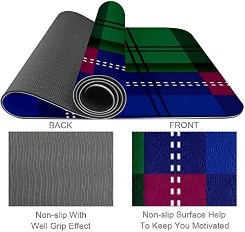 Siebzeh Siva Zelena Plava Crvena tartan Plaid Check Pattern Premium Thick Yoga Mat Eco Friendly gumeni Health