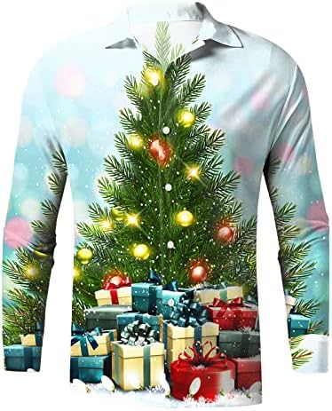 XXBR božićni muški dugi rukav niz majice, smiješne Xmas Santa Claus Print Designer Majica Grafičke majice