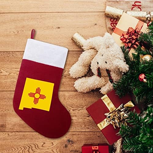 Nova Meksiko Državna zastava Mapa Božićne čarape Čarapa Xmas Tree Santa Ornamenti Viseći ukrasi za