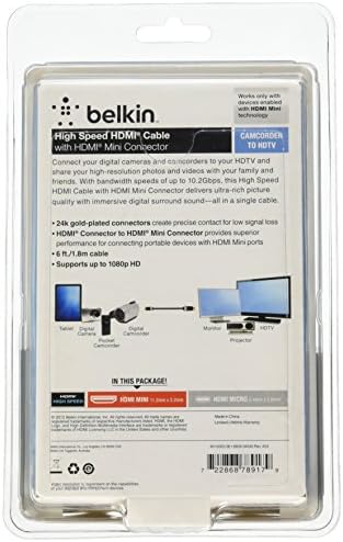 Belkin HDMI do mini HDMI kabl velike brzine, HDMI 2.0 / 4K kompatibilan, 6 stopa