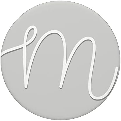 Bijeli početni kapitalni slovo m monogram svijetlo srebrni sivi popsockets zamjenjivi popgrip
