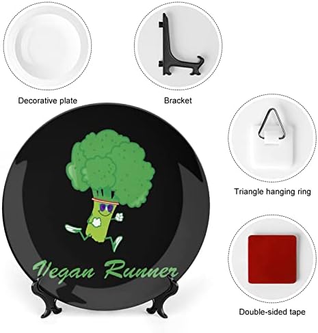 Smiješni veganski trkački ukrasni ploča okruglih keramičkih ploča sa postoljem za prikaz za