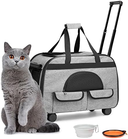 Veliki Rolling Cat Carrier sa na točkovima, mali putni nosač za pseće kućne ljubimce sklopiva torba sa valjcima