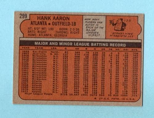 1972 FAPPS # 299 Hank Aaron Atlanta Braves Baseball Card Ex - Ex + - bejzbol kartice u obliku ploča