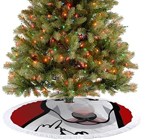 Pas bul terijer sa srednjim prstom Božićne suknje Xmas Tree Mat Tassel ukrasi za ukrase Holiday Party 30/36/48