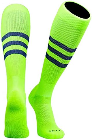 TCK Elite bejzbol fudbal do koljena visoke prugaste čarape neonsko zelene, mornarica
