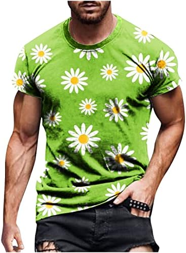 Muška Ljetna Košulja Cvjetni Print Kratki Rukav Posada Vrat T-Shirt Plus Veličina Casual Plaži Tops Labave
