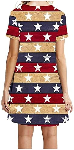 Lmdudan Dan nezavisnosti haljina za žene ljetni V izrez Tank haljine bez rukava američka zastava Print kratka