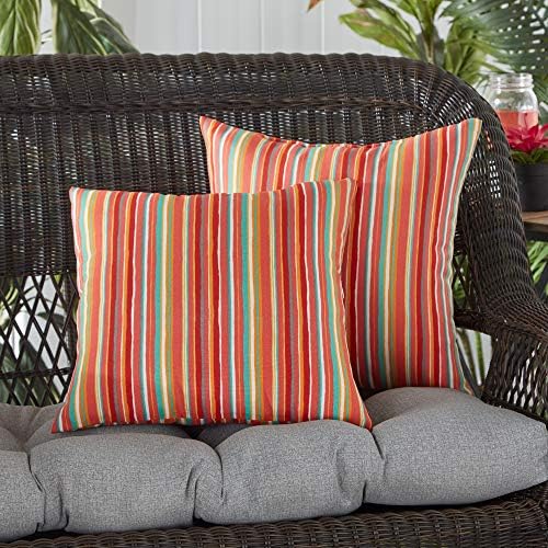 Greendele Home Fashions na otvorenom 17-inčni jastuk za kvadratni bacanje, set od 2, koralni stripe