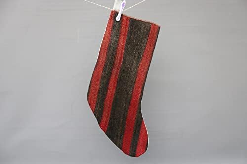 Sarikaya Jastuk Santa Cruz Čarapa, Ručno rađene čarape, prugasta čarapa, crvena čarapa, novogodišnja čarapa,