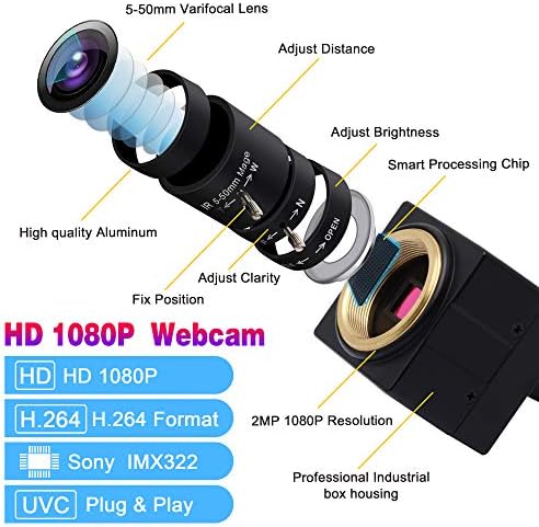 ALPCAM USB kamera 2MP nisko osvjetljenje Web kamera 5-50mm optički zum objektiv sa varijabilnim fokusom