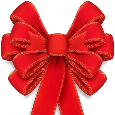 Boutique poklon 6 pakovanja crvena baršunasti božićni lukovi veliki 11. 5 do 23 10 petlje sa zlatnim žicama