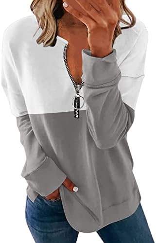 Ženske Prevelike Majice Casual 1/4 Pulover Sa Patentnim Zatvaračem Dugi Rukavi Duksevi Modni Print Aktivna