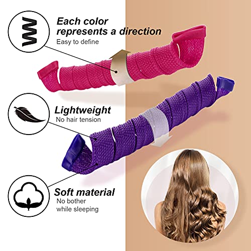 40pcs no Heat Hair Curlers heatless Spiral Curlers with 2 Sets styling Hooks 22inch/55cm Magic Hair Rollers