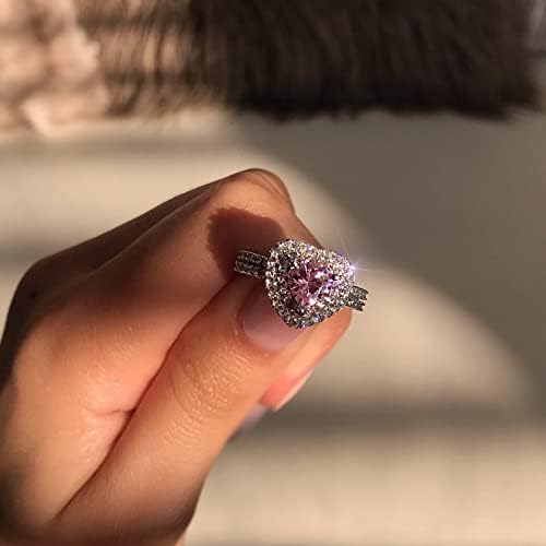 2023 Novi prsten za prsten za prsten od srca na srcu punim zir-con Diamond ružičasti prstenovi