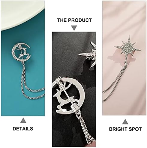 KESYOOOO Crystal Decor Tassel Brooch revel Pin Deer Moon Star Star Pin Badge Dekorativni broš