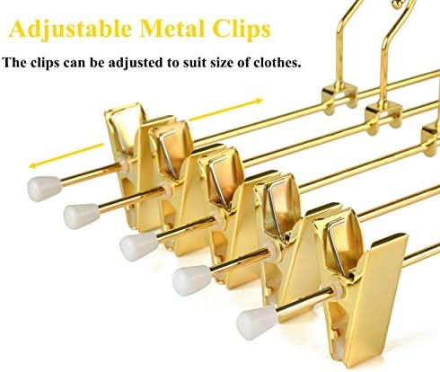 Amber Home Shiny Gold 12 inčni metalni hlače Skirts Hanger 20 pakovanje, čvrst za hlače sa 2