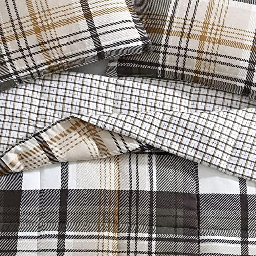 Eddie Bauer - Twin Commforter Set, Plaid Reverzibilna posteljina, elegantan i topli kućni dekor