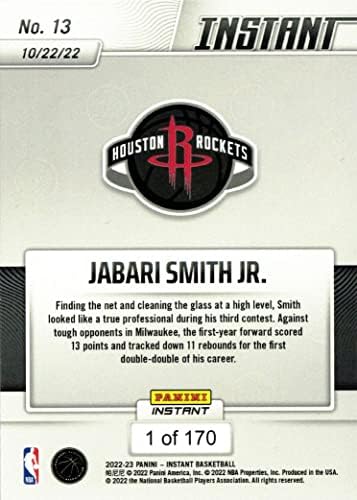 2022-23 Panini Instant Basketball 13 Jabari Smith Jr. Rookie Card rakete - samo 170 napravljeno!