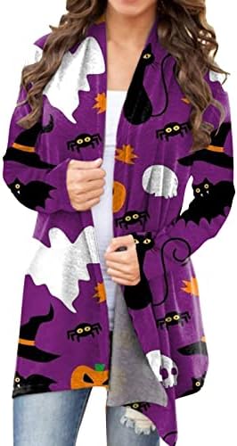 Ženske halloween casual majice Print Cardigan jaknu Dugih rukava Top kardigan košulja Kardiganski pamučni