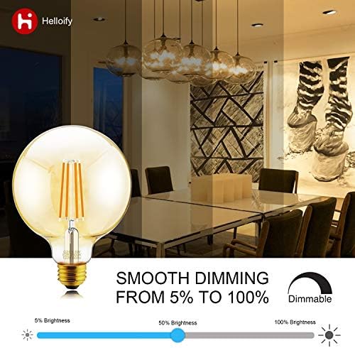 Helloify G25 Amber stakleni Globus dekorativna zatamnjiva Vintage LED Edison sijalica, 60W ekvivalentna,