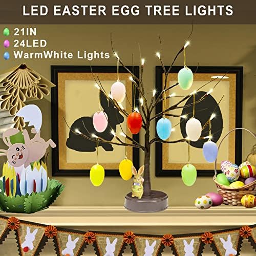 LED Uskršnje ukrašavanje stablo sa svjetlima 21in 24 LED uskršnji ornament Ornament sa uskršnjim zečicama