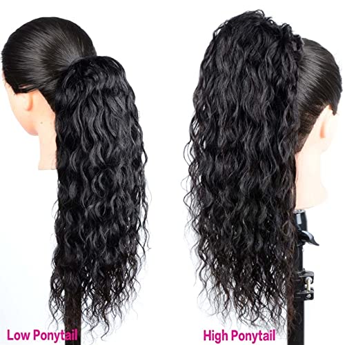 VIORED Hair Bun Hair Extensions 12-26 inča dugi Kovrčavi Valoviti rep ekstenzije za kosu s vezicama