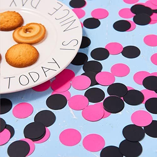 200pc Hot Pink Black Paper Confetti, krug Dots Glitter Party Stol Confetti za vjenčanje za bebe tuširanje