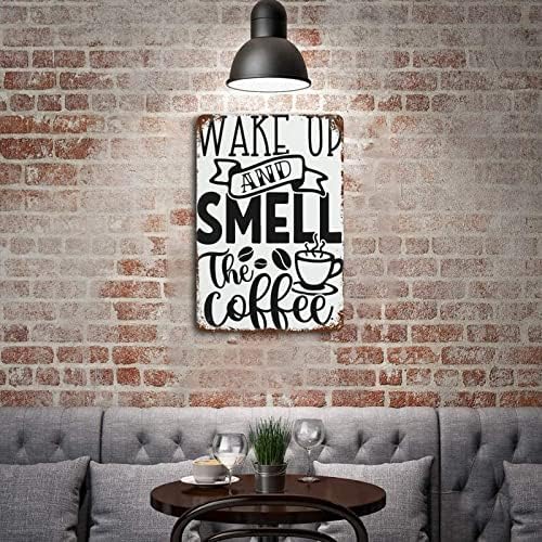 Custom znakovi vanjski metalni probudite se i mirisu na limenke kafe 8 x12 Farmhouse Coffer Decor kosilica