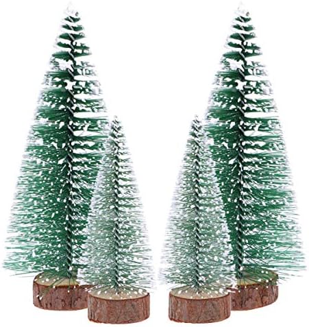 Doitool Božićni dekor 6pcs Radne površine minijaturne borove stabli SISAL SNOW FROST DRVENI ZA TABLETOP DECOR