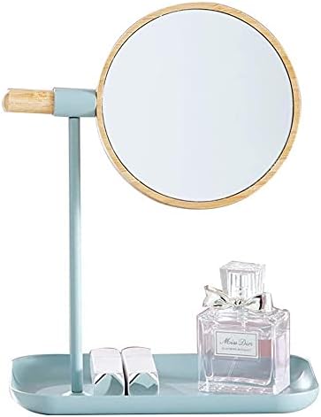 Malo ogledalo 2 u 1 stolno ogledalo sa postoljem okruglo ručno ogledalo drveno ogledalo za šminkanje,dvostrano
