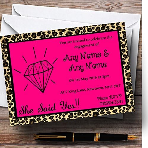Pink Diamond Leopard Print Personalizirane pozive za zabavu za angažovanje