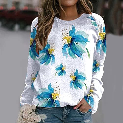 Casual grafički duks Crewneck dukseri za žene labave bluze s dugim rukavima Klasični pulover Trendi