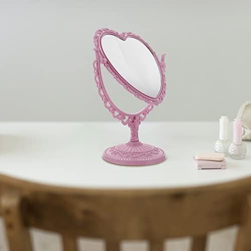 HEALLILY stol ogledalo prijenosni ogledalo ukrasno srce u obliku Desktop ogledalo ispraznost Makeup ogledalo