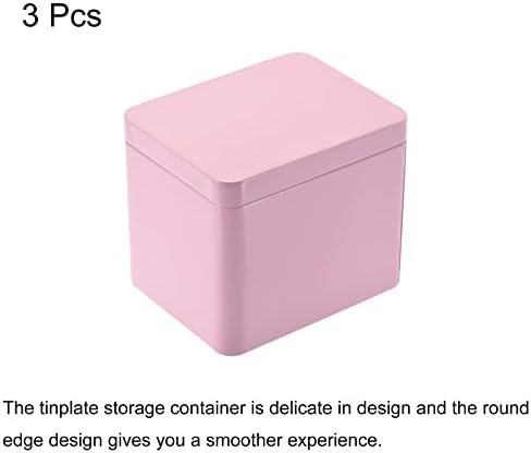 uxcell metalna limena kutija, 3pcs 3,9 x 3,15 x 3,31 Pravokutni prazni kontejneri za listiće sa