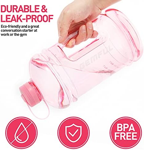 Gemful Velika boca za vodu Motivacijska 3L - BPA besplatni veliki vrč za muškarce žene