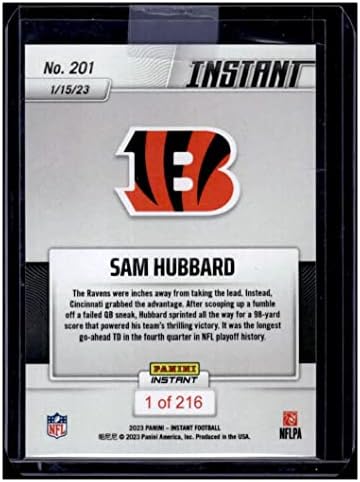 Sam Hubbard 2022 Panini Instant Doigravanje / 216 Bengals 201 MT-MT + NFL Fudbal
